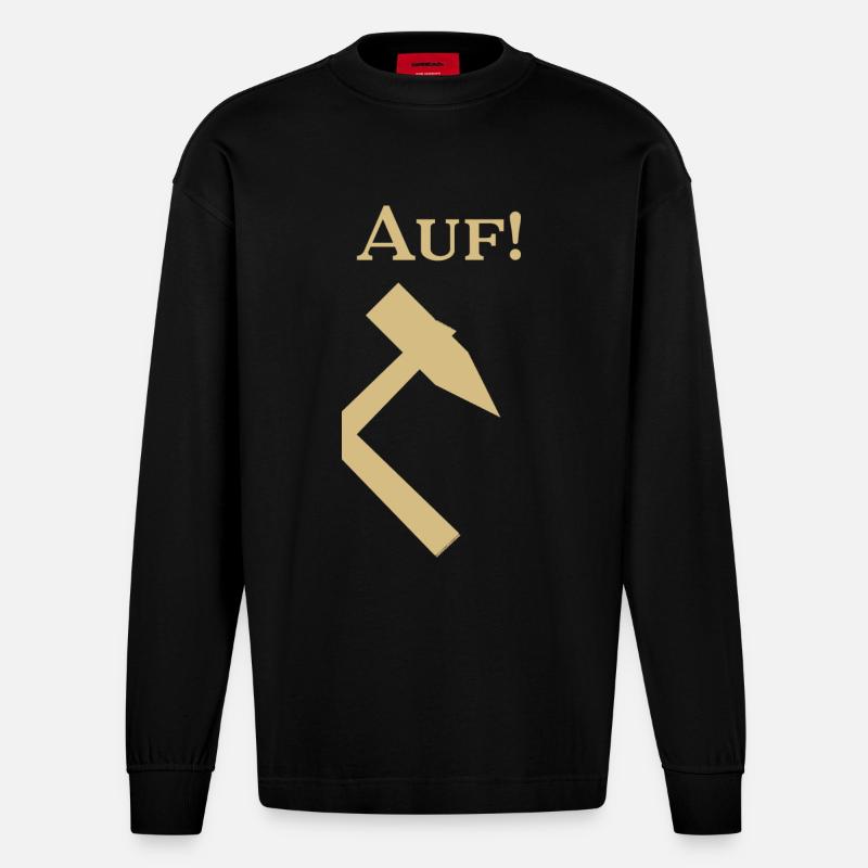 Partnershirt - Glück Auf! - Auf - Heavyweight Oversized Organic Langarmshirt Made in EU - SOLID BLACK