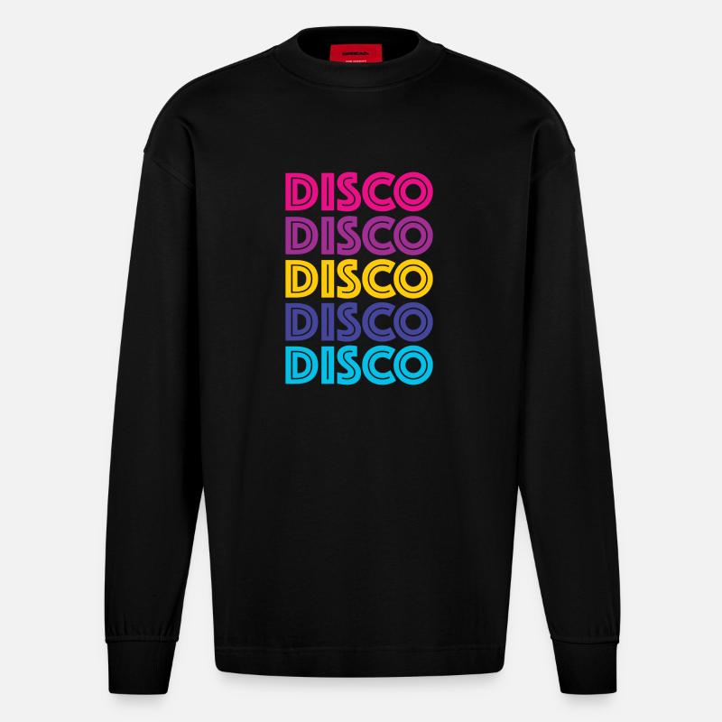 Disco Disco Disco - Heavyweight Oversized Organic Langarmshirt Made in EU - SOLID BLACK