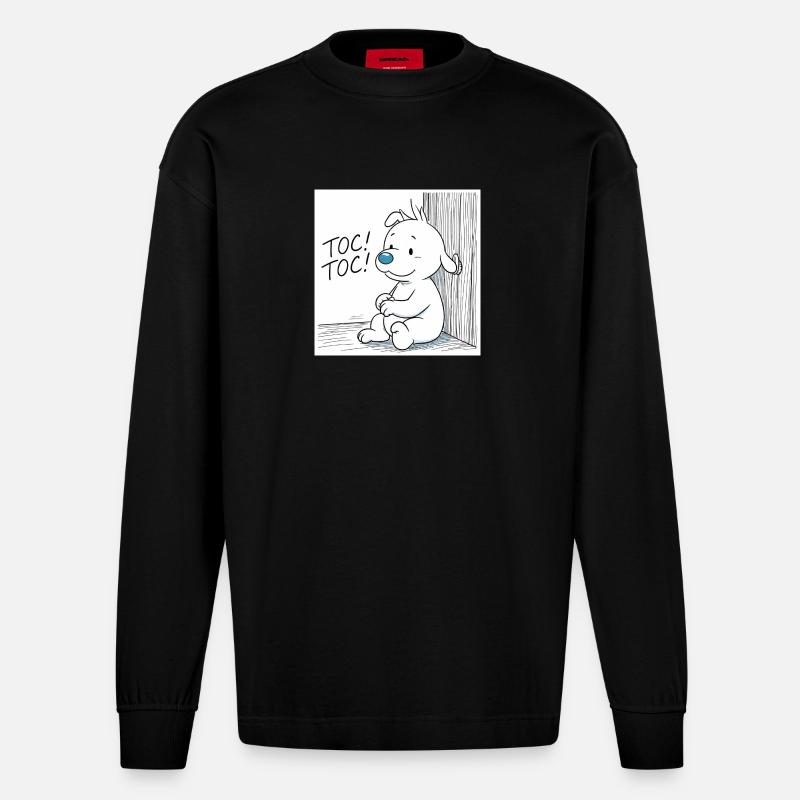Idéfix Frappe Toc Toc Toc - Manches longues bio épais oversize fabriqué en UE - SOLID BLACK