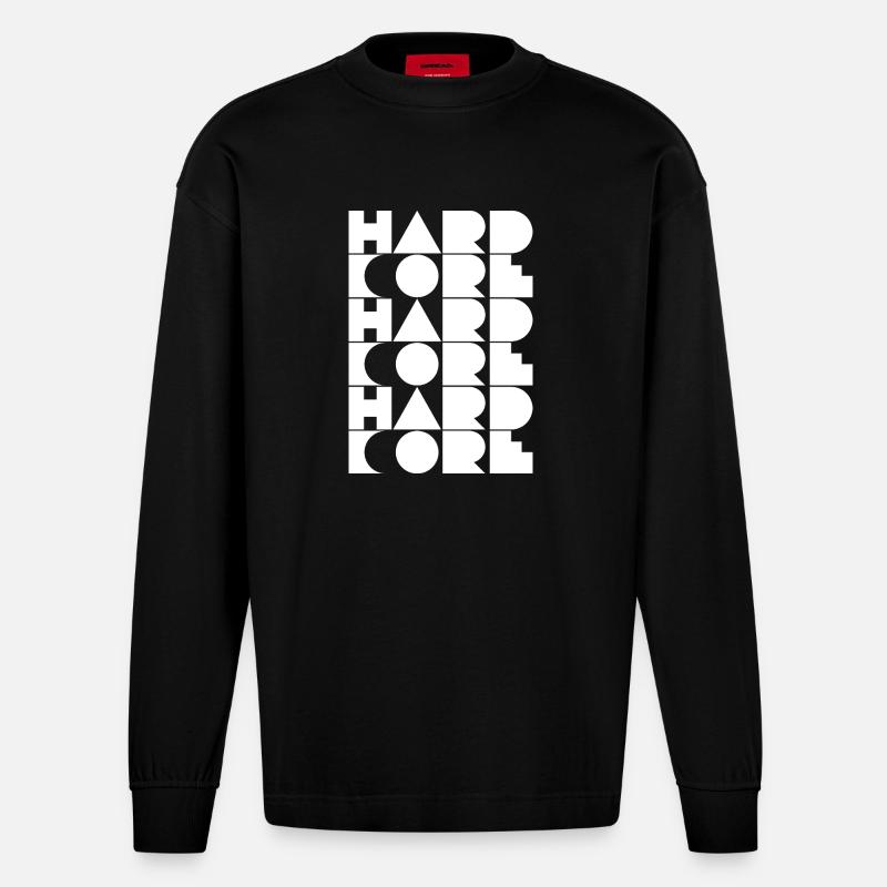 Typographie en grille hardcore - Manches longues bio épais oversize fabriqué en UE - SOLID BLACK