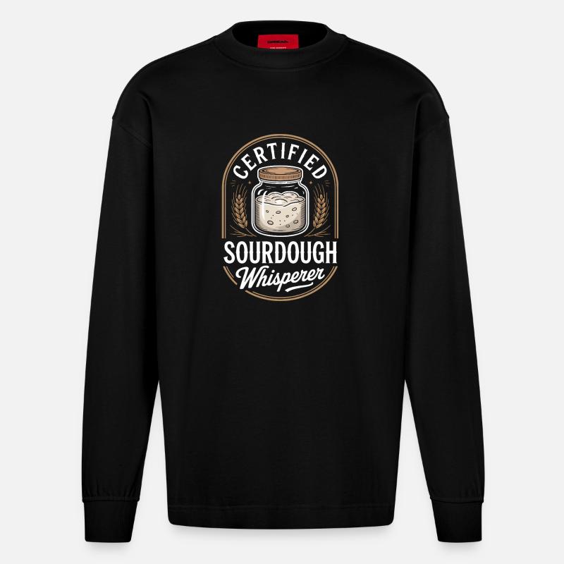 Zertifizierter Sauerteigflüsterer - Heavyweight Oversized Organic Langarmshirt Made in EU - SOLID BLACK