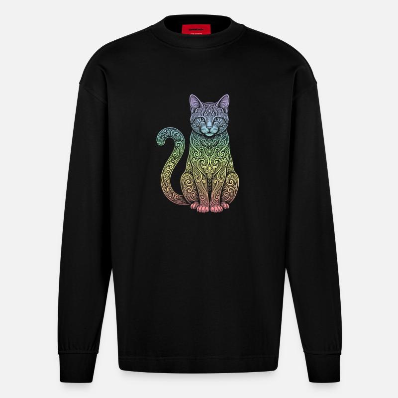 chat - Manches longues bio épais oversize fabriqué en UE - SOLID BLACK
