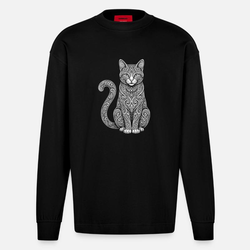 chat - Manches longues bio épais oversize fabriqué en UE - SOLID BLACK