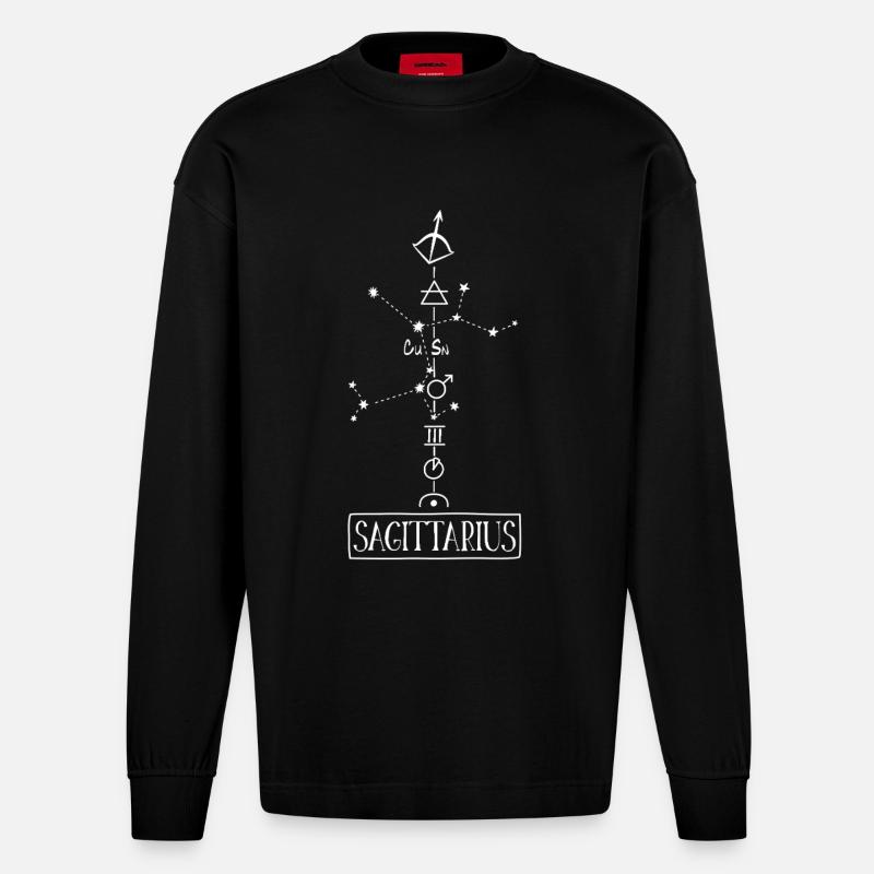 Sagittarius - Schütze Sternzeichen - Heavyweight Oversized Organic Langarmshirt Made in EU - SOLID BLACK