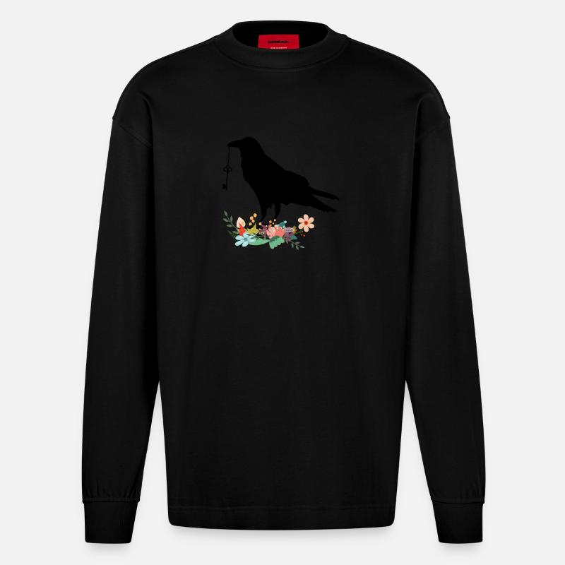 corbeau - Manches longues bio épais oversize fabriqué en UE - SOLID BLACK