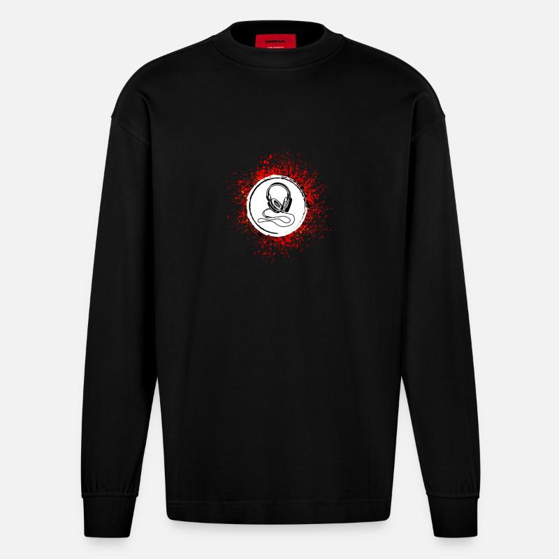 Kopfhörer Symbol - Heavyweight Oversized Organic Langarmshirt Made in EU - SOLID BLACK