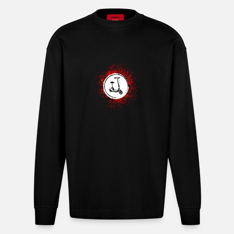 E-roller Icon E Scooter - Heavyweight Oversized Organic Langarmshirt Made in EU - SOLID BLACK