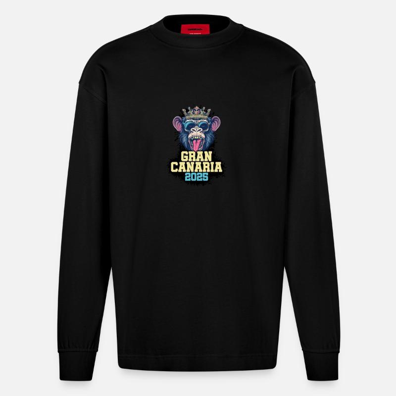Gran Canaria 2025 Singe - Manches longues bio épais oversize fabriqué en UE - SOLID BLACK