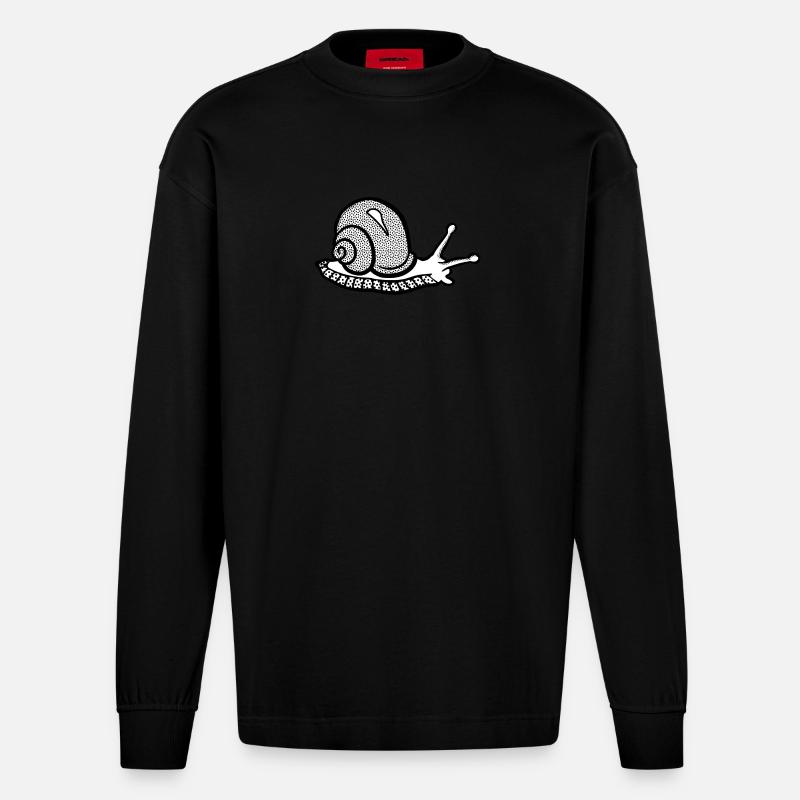 Snail noir et withe - Manches longues bio épais oversize fabriqué en UE - SOLID BLACK