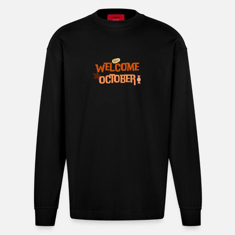 Welcome october - Manches longues bio épais oversize fabriqué en UE - SOLID BLACK