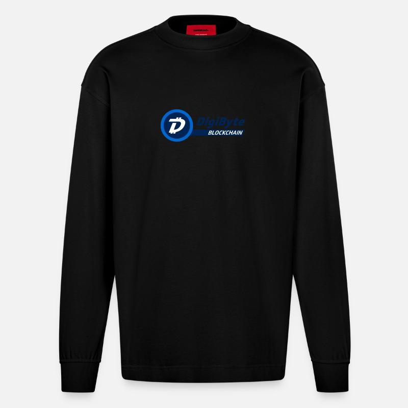Logo DigiByte avec texte (DGB) - Manches longues bio épais oversize fabriqué en UE - SOLID BLACK
