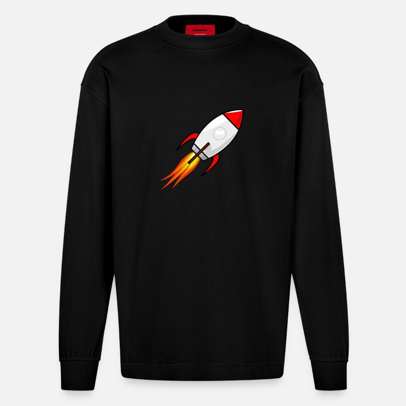 Rocket - Heavyweight Oversized Organic Langarmshirt Made in EU - SOLID BLACK