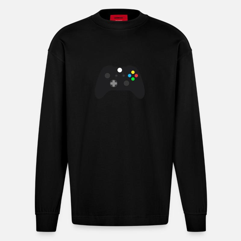controller - Heavyweight Oversized Organic Langarmshirt Made in EU - SOLID BLACK