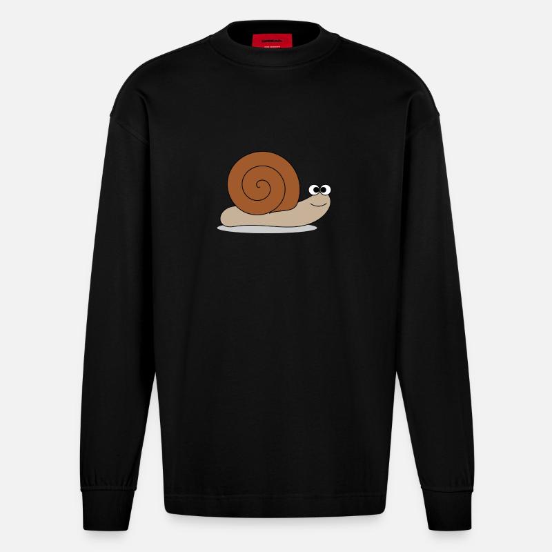 Brown escargot - Manches longues bio épais oversize fabriqué en UE - SOLID BLACK