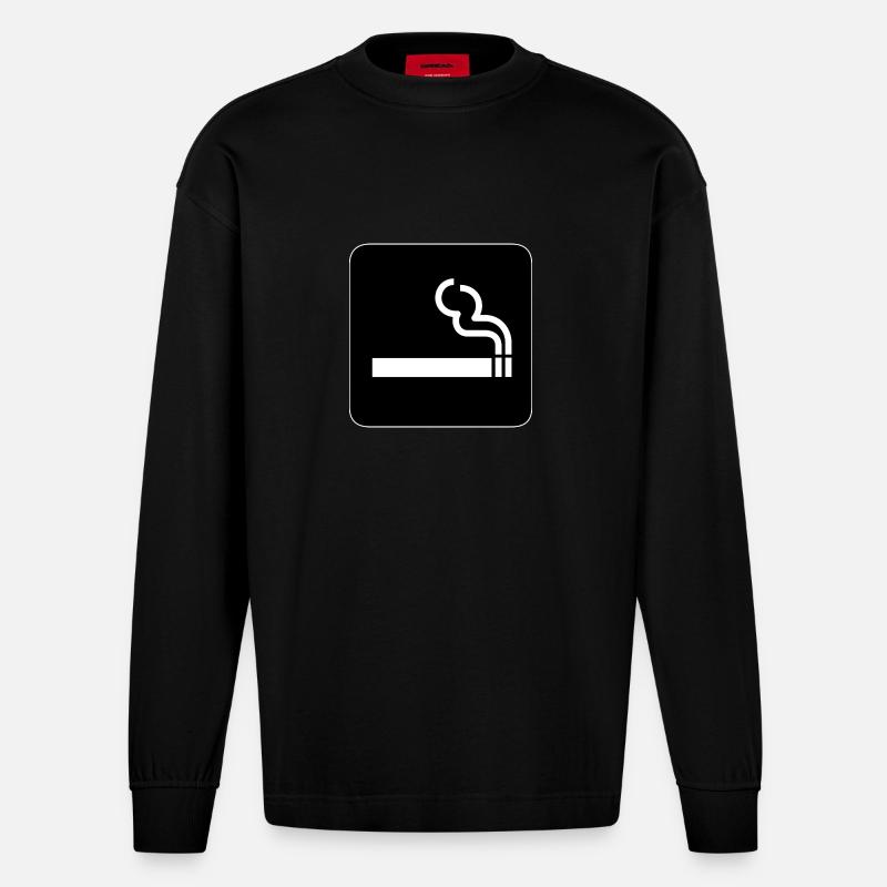 Zigarette! Geschenk Idee Geschenkidee - Heavyweight Oversized Organic Langarmshirt Made in EU - SOLID BLACK