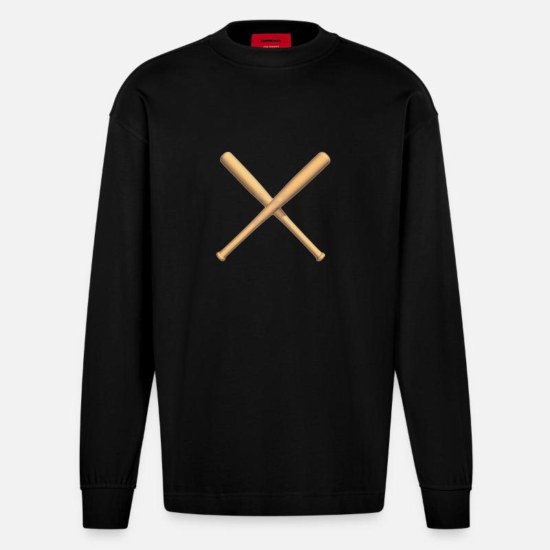 batte de baseball - Manches longues bio épais oversize fabriqué en UE - SOLID BLACK