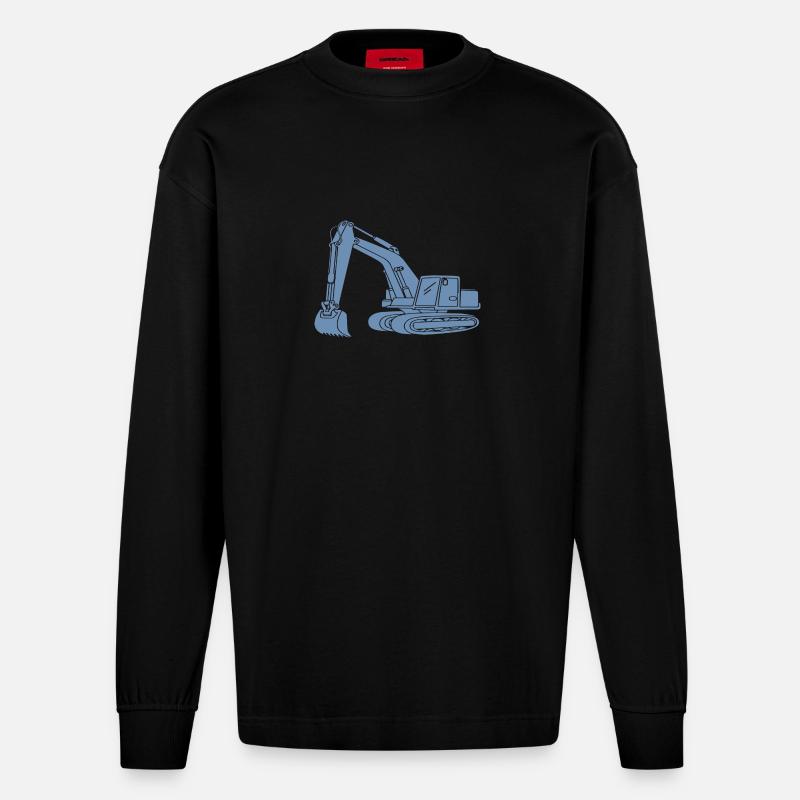 Baggerfahrer Silhouette - Baugeräteführer - Heavyweight Oversized Organic Langarmshirt Made in EU - SOLID BLACK