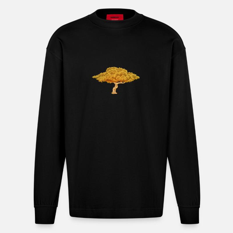 Herbstbaum - Heavyweight Oversized Organic Langarmshirt Made in EU - SOLID BLACK