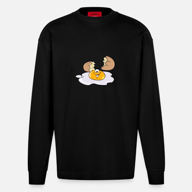 Spiegelei Ei Egg - Heavyweight Oversized Organic Langarmshirt Made in EU - SOLID BLACK