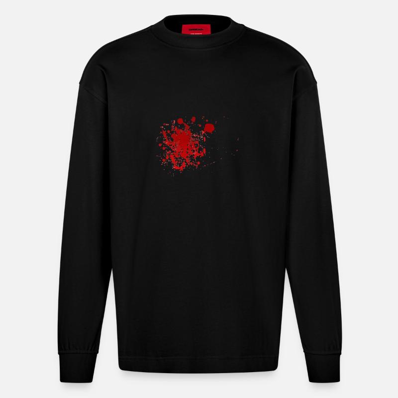Blut Spritzer Splatter Halloween Blutspritzer - Heavyweight Oversized Organic Langarmshirt Made in EU - SOLID BLACK
