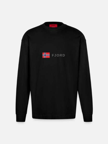 Fjord Norway - Heavyweight Oversized Organic Longsleeve Shirt Made in EU - SOLID BLACK
