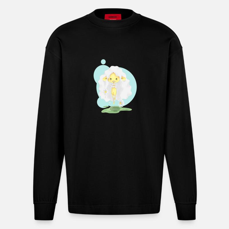 Gänseblümchen - Heavyweight Oversized Organic Langarmshirt Made in EU - SOLID BLACK