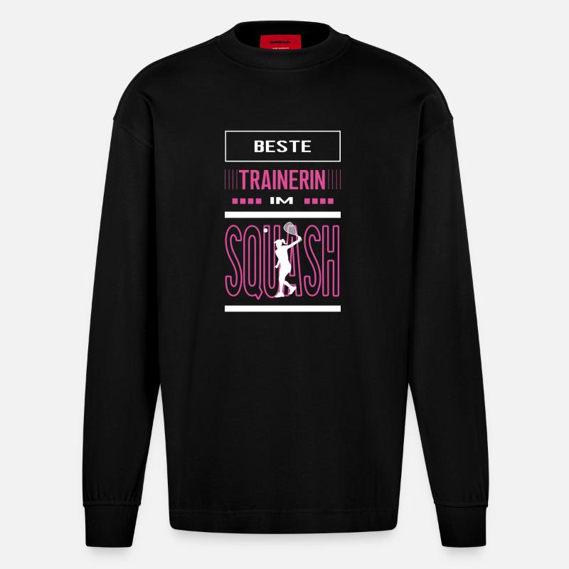 Beste Squash Trainerin Squashtrainerin Squasherin - Heavyweight Oversized Organic Langarmshirt Made in EU - SOLID BLACK