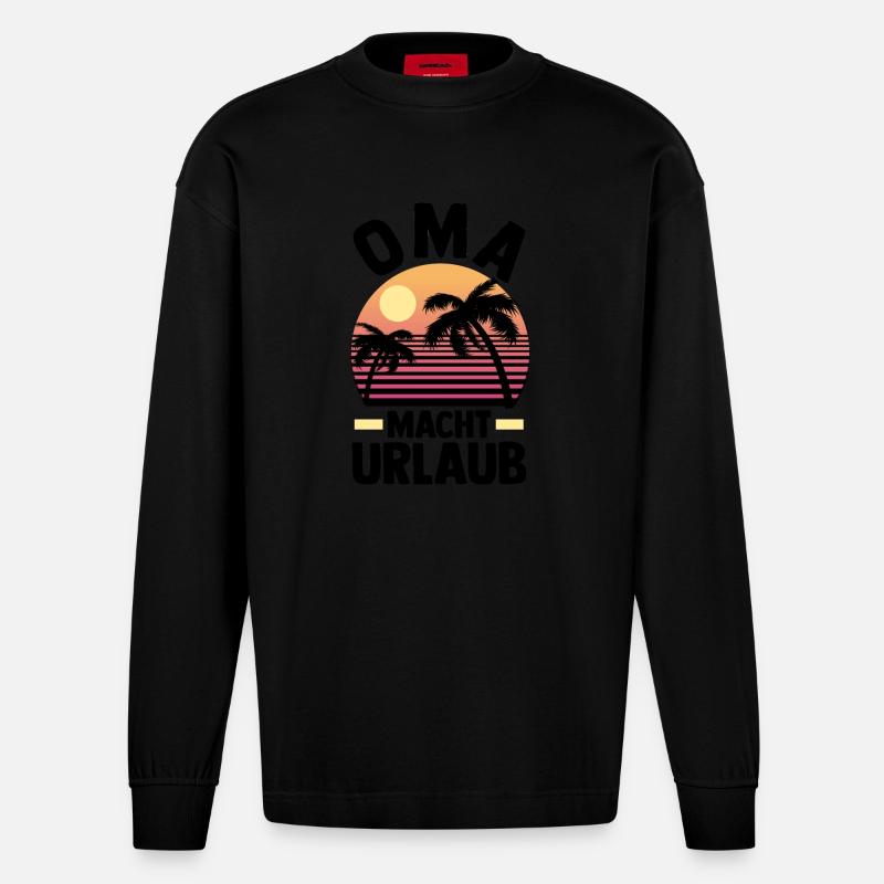 Urlaub Urlauberin Großmutter Oma - Heavyweight Oversized Organic Langarmshirt Made in EU - SOLID BLACK