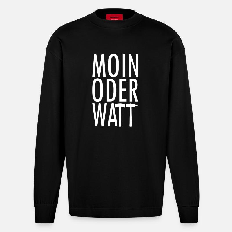 Moin oder Watt Ruhrpott - Heavyweight Oversized Organic Langarmshirt Made in EU - SOLID BLACK