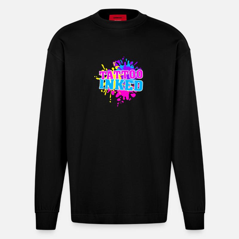 Tattoo Inked Splash - Heavyweight Oversized Organic Langarmshirt Made in EU - SOLID BLACK