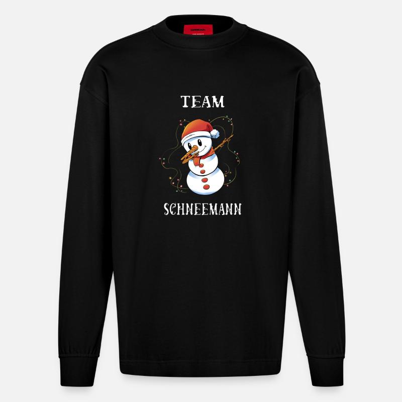 Team Schneemann - Heavyweight Oversized Organic Langarmshirt Made in EU - SOLID BLACK