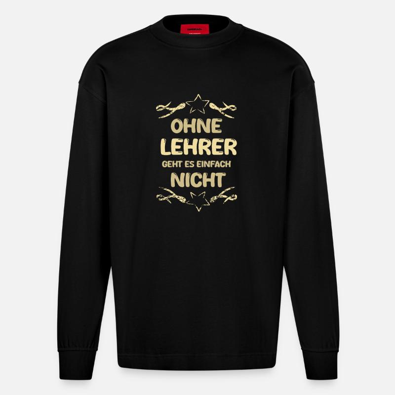 Lehrer Lehrer - Heavyweight Oversized Organic Langarmshirt Made in EU - SOLID BLACK