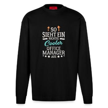 Cool Office Manager Team Leadership Office - Heavyweight Oversized Organic Longsleeve Shirt Made in EU - SOLID BLACK - Front