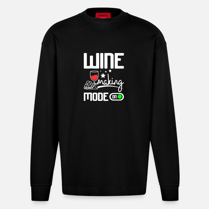 Mode vinification activé - Manches longues bio épais oversize fabriqué en UE - SOLID BLACK