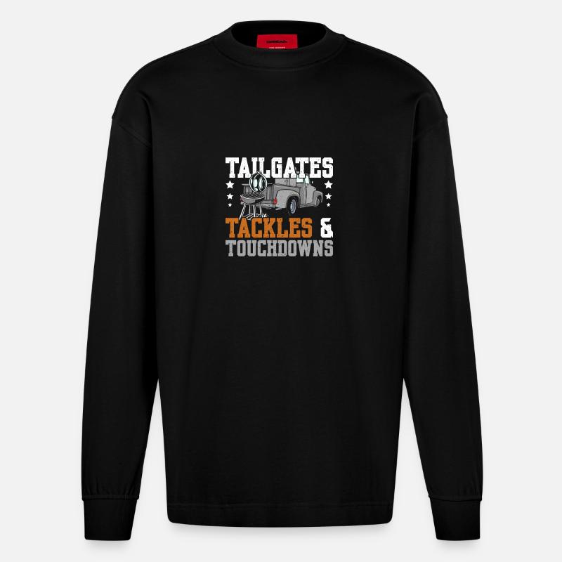 Tailgates tackles and touchdowns - Heavyweight Oversized Organic Langarmshirt Made in EU - SOLID BLACK