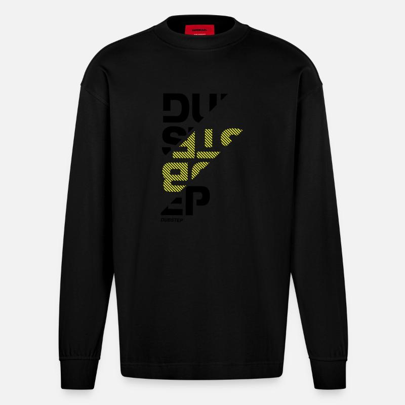 Dubstep sliced - Heavyweight Oversized Organic Langarmshirt Made in EU - SOLID BLACK