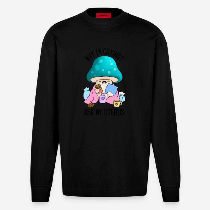 Lustiges Mädchen Problem Periode Kampf - Heavyweight Oversized Organic Langarmshirt Made in EU - SOLID BLACK