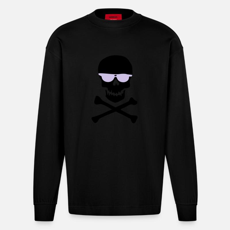 Violette Minimal Sonnenbrillen-Silhouette - Heavyweight Oversized Organic Langarmshirt Made in EU - SOLID BLACK