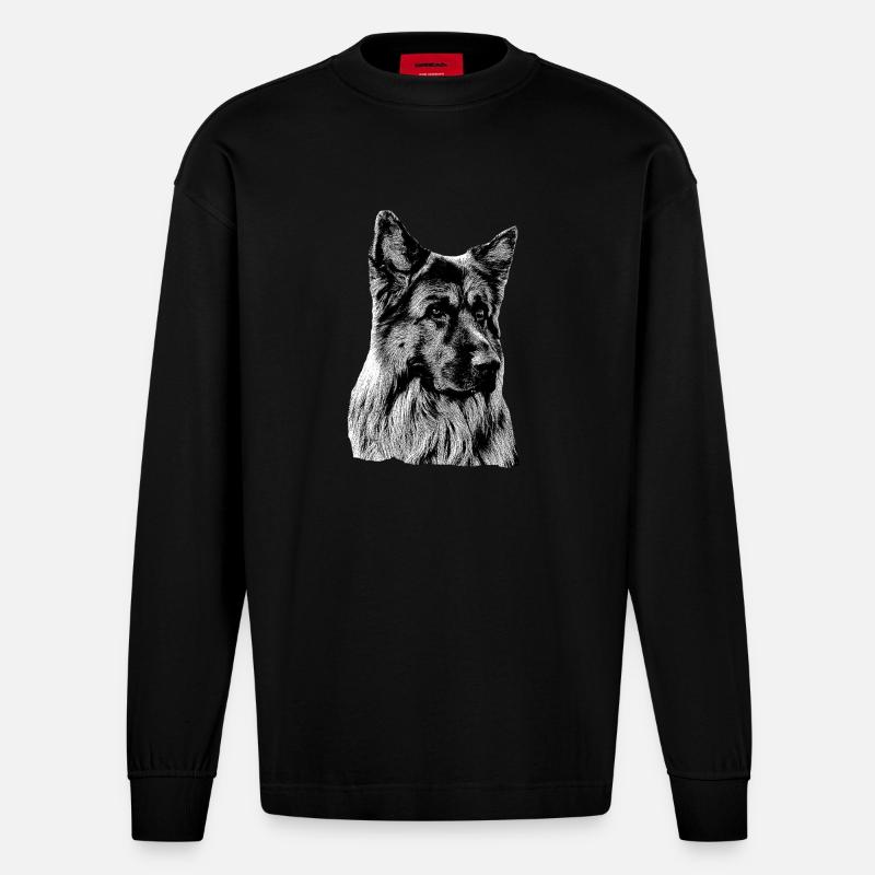 Schäferhund Deutscher Schäferhund German Shepherd - Heavyweight Oversized Organic Langarmshirt Made in EU - SOLID BLACK