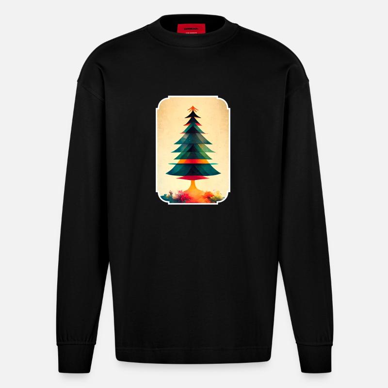 Weihnachtsbaum abheben - Heavyweight Oversized Organic Langarmshirt Made in EU - SOLID BLACK