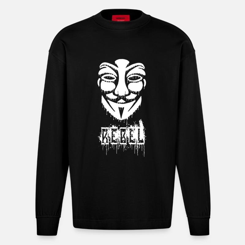 Anonyme Graffiti - Heavyweight Oversized Organic Langarmshirt Made in EU - SOLID BLACK