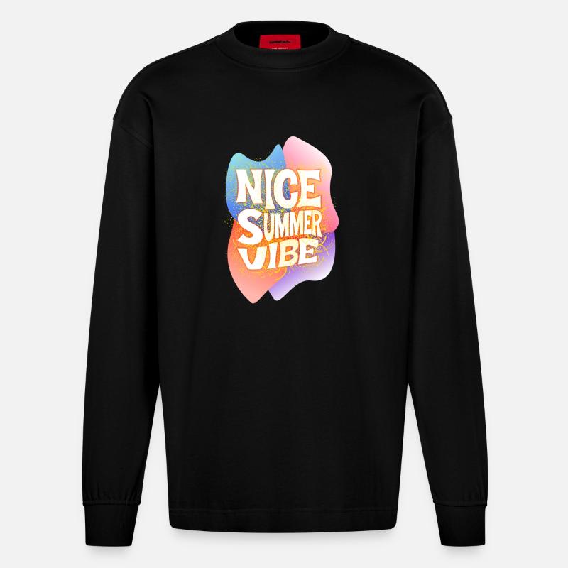 Nice summer vibe - Heavyweight Oversized Organic Langarmshirt Made in EU - SOLID BLACK