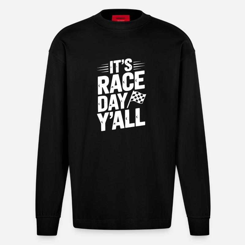 C’est le jour de la course - Manches longues bio épais oversize fabriqué en UE - SOLID BLACK