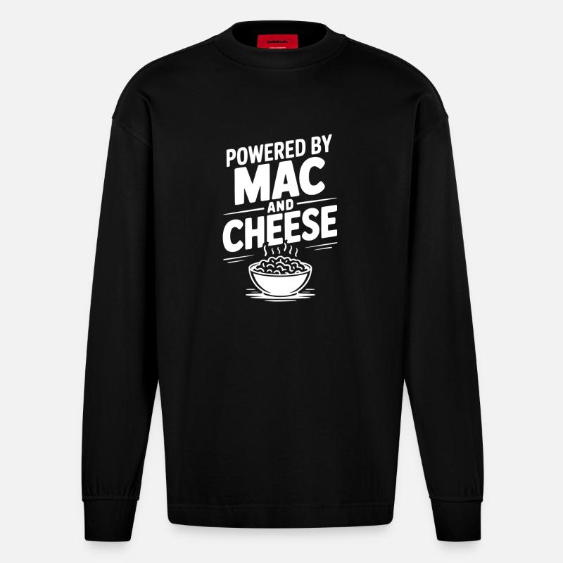 Propulsé par Mac and Cheese - Manches longues bio épais oversize fabriqué en UE - SOLID BLACK