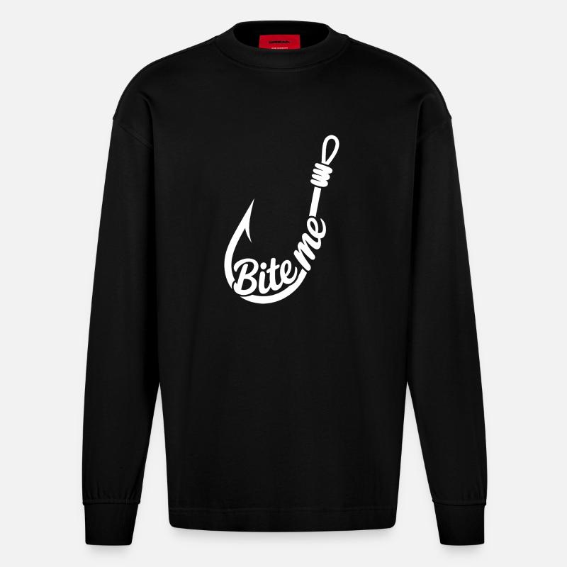 BiteMe Hooked Angel-Grafik - Heavyweight Oversized Organic Langarmshirt Made in EU - SOLID BLACK
