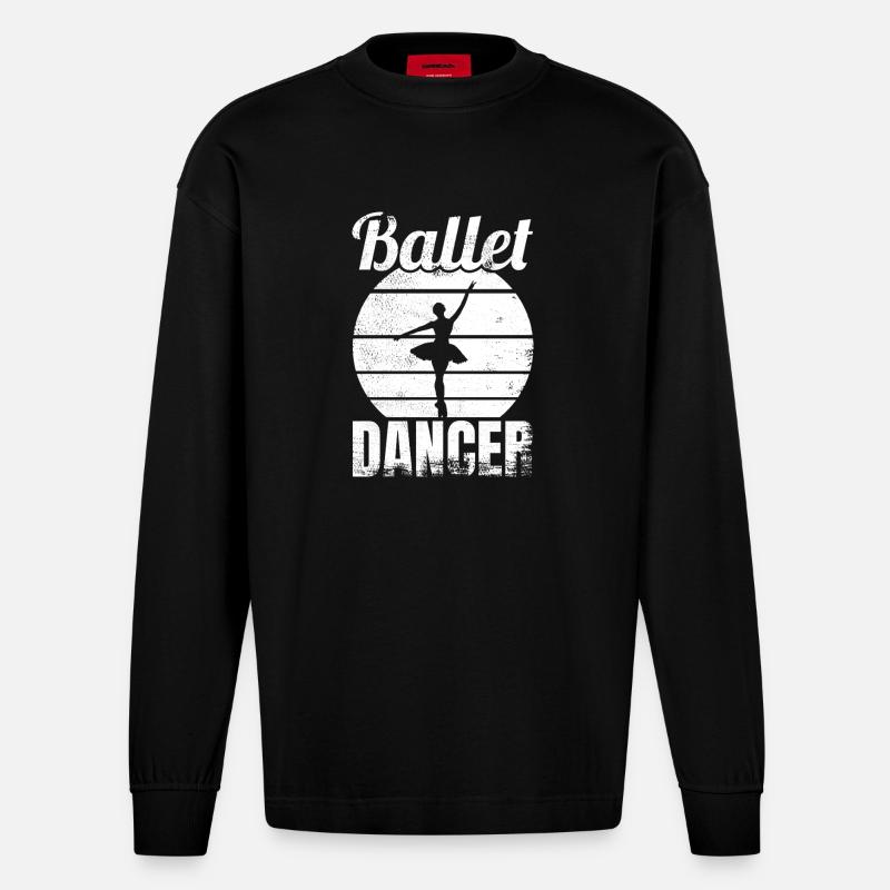 Drôle de danseuse de ballet - Manches longues bio épais oversize fabriqué en UE - SOLID BLACK