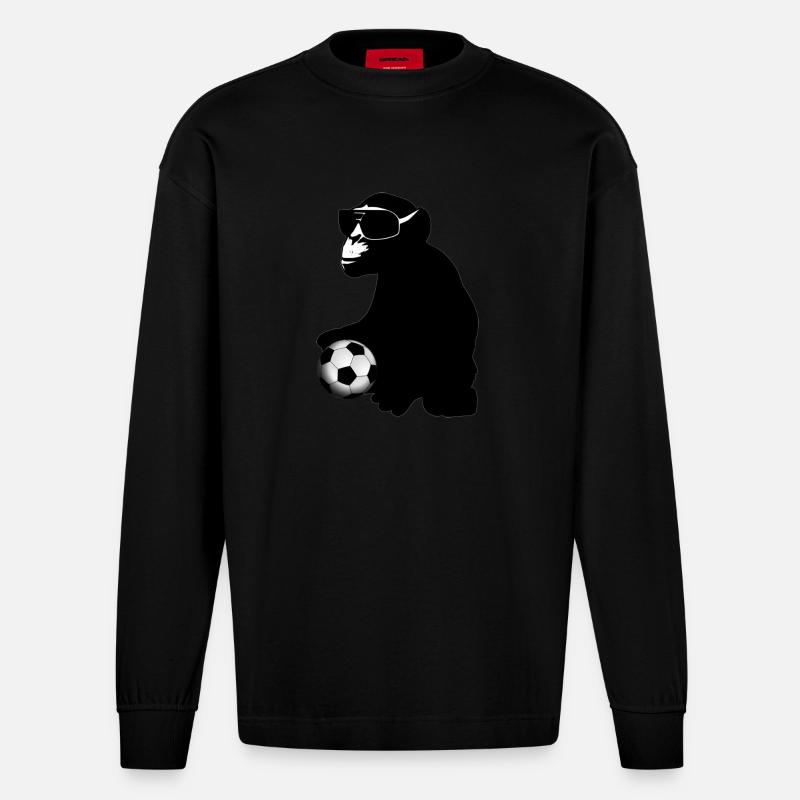soccer monkey - Heavyweight Oversized Organic Langarmshirt Made in EU - SOLID BLACK