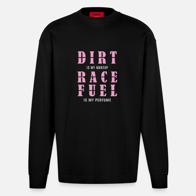 Dirt Track Racing - Heavyweight Oversized Organic Langarmshirt Made in EU - SOLID BLACK