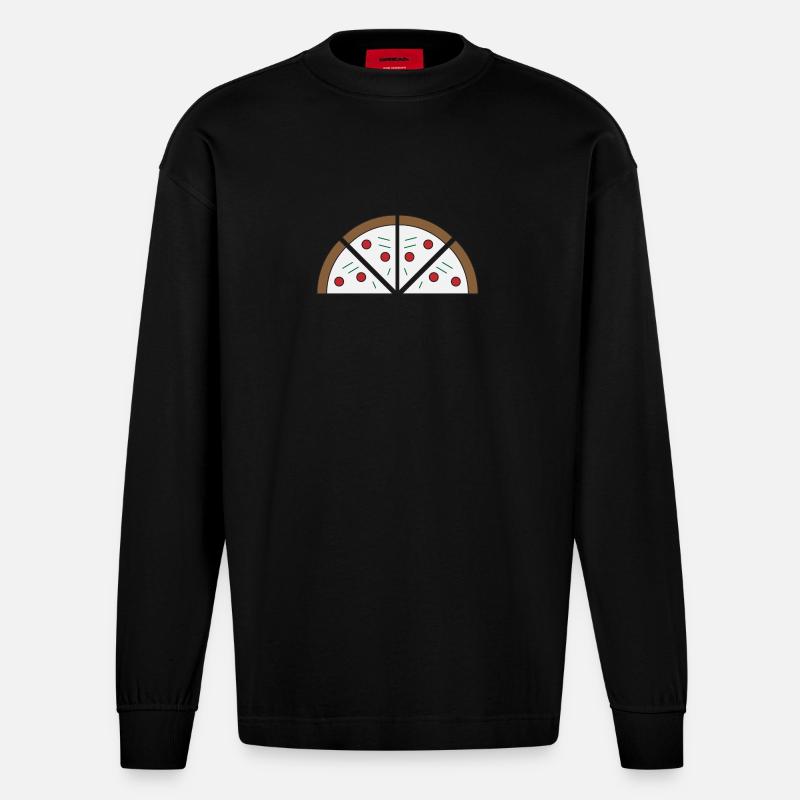 Bild von einer Pizza - Heavyweight Oversized Organic Langarmshirt Made in EU - SOLID BLACK