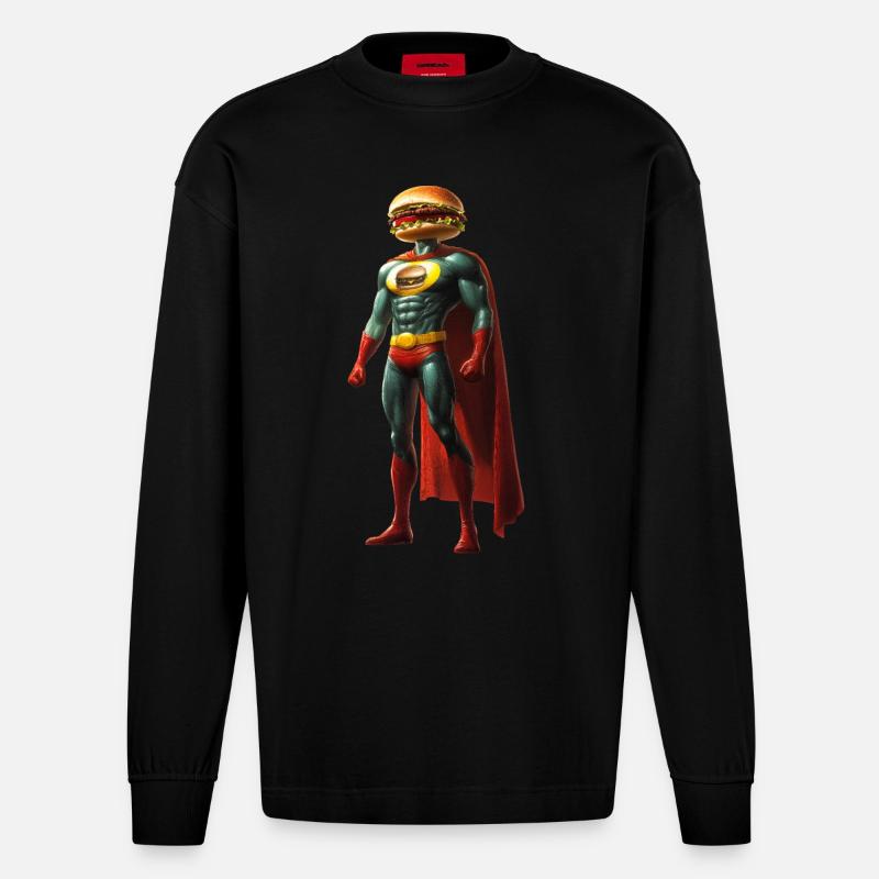 Burger Mann - Heavyweight Oversized Organic Langarmshirt Made in EU - SOLID BLACK
